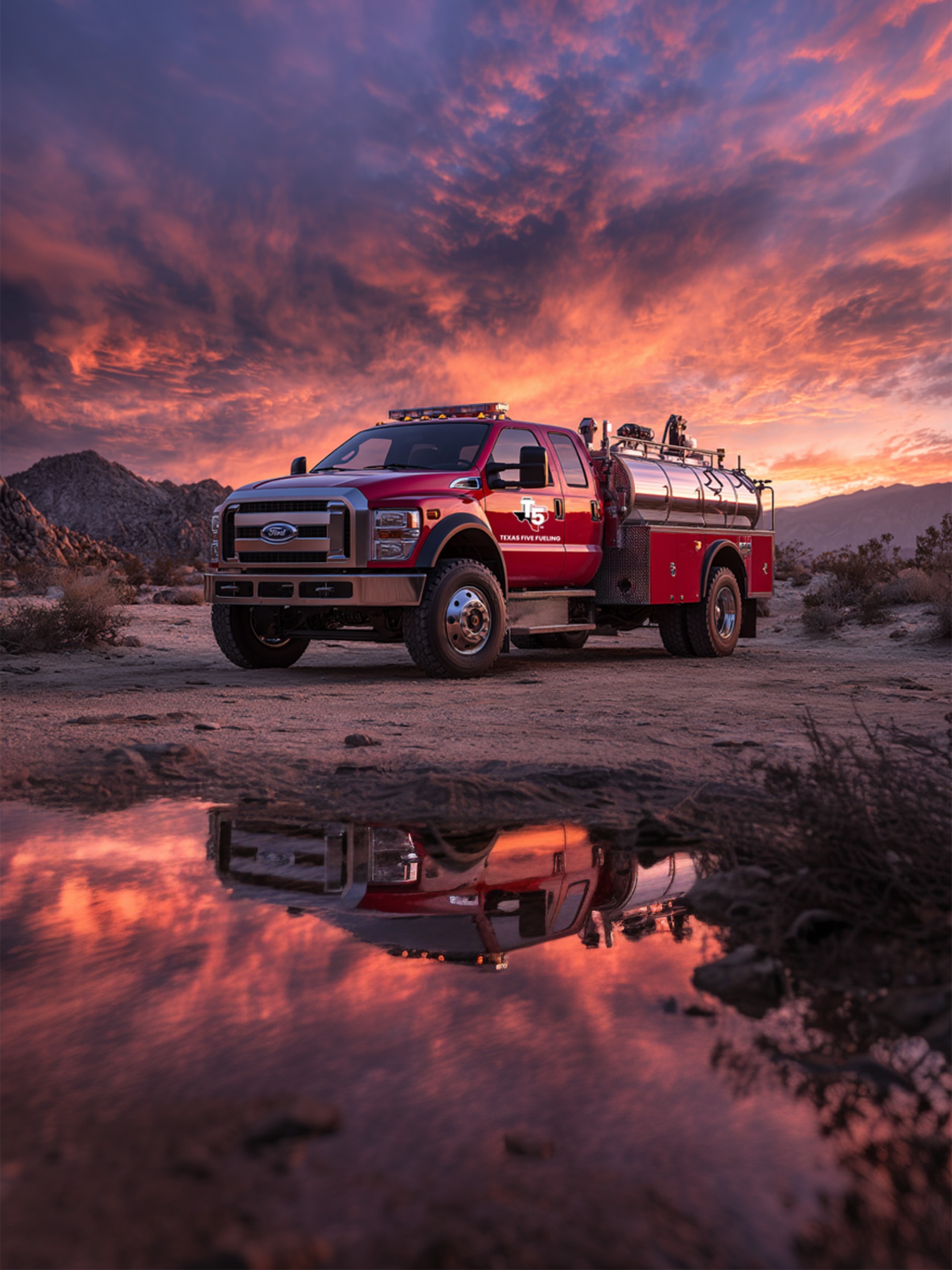 Commercial diesel fuel delivery truck with T5 logo