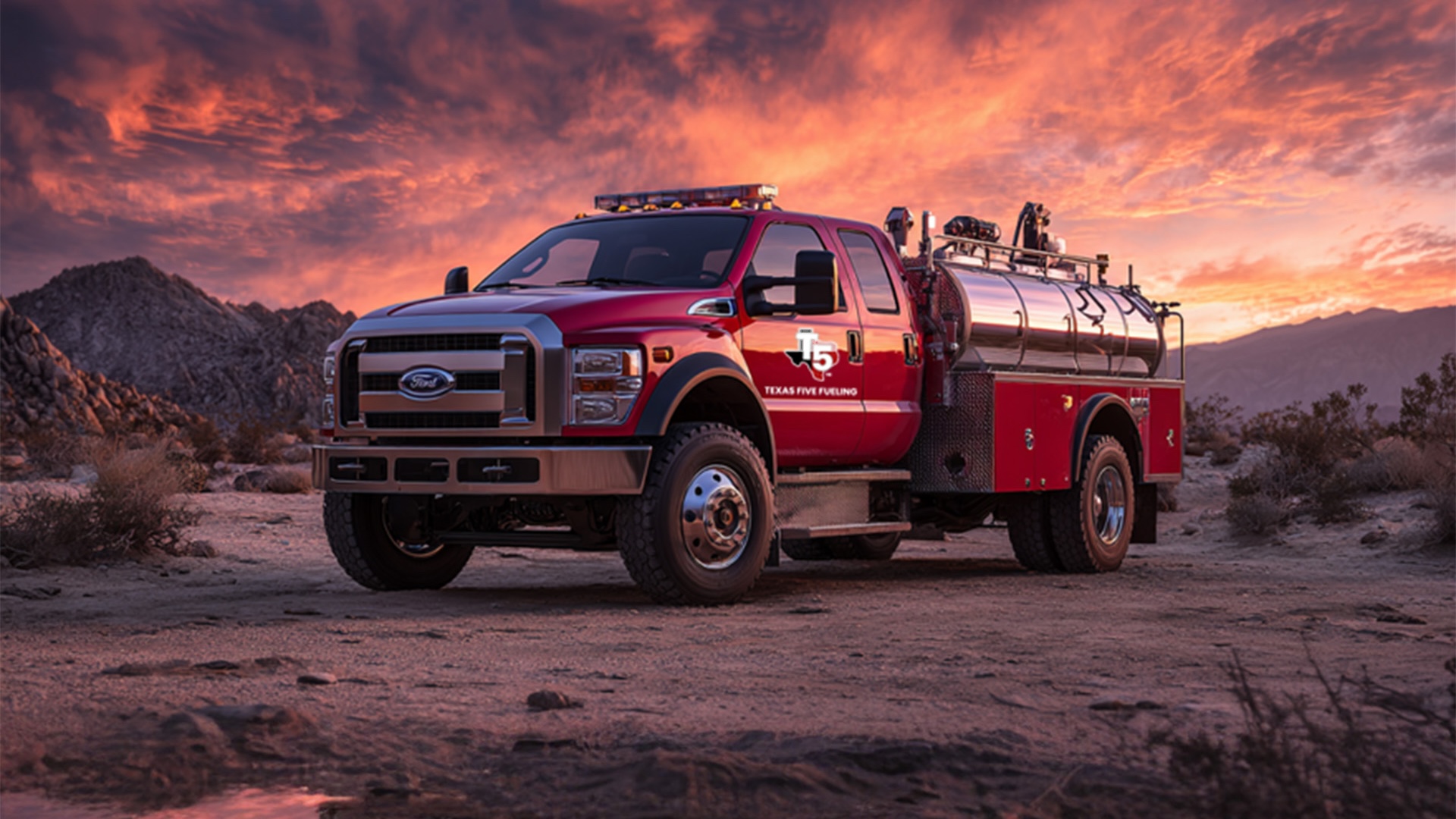 Commercial diesel fuel delivery truck with T5 logo